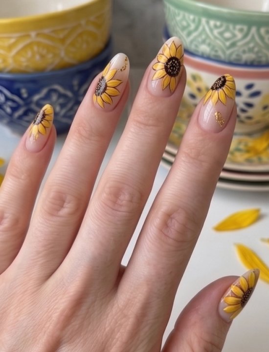 Lavara glossy floral press-on nails