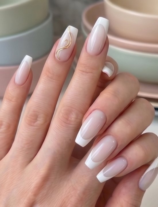 Lavara glossy white french tip press-on nails