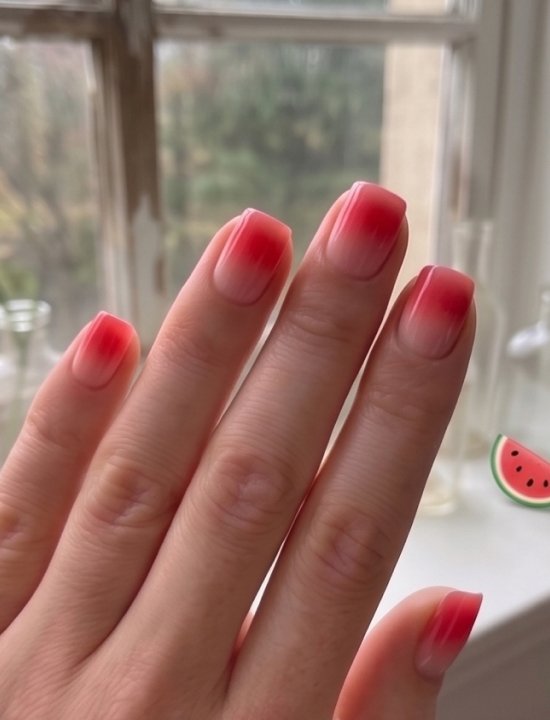 Lavara ombre press-on nails on hand