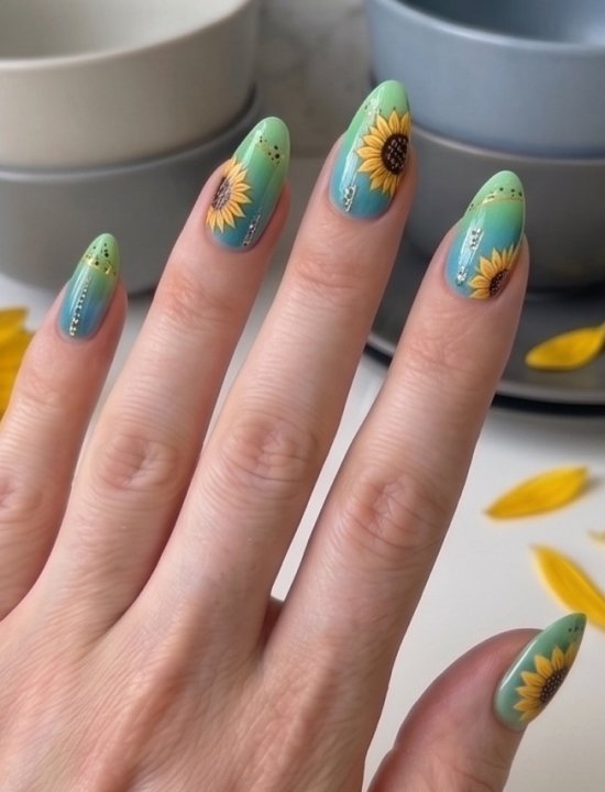 Lavara glossy ombre almond press-on nails