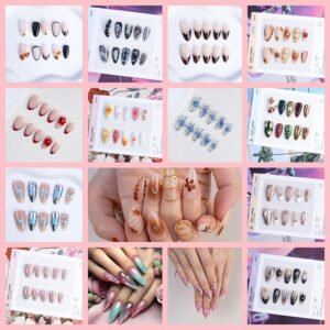 27FC2FC29EB7858E624001B7023A3A7A ASKISS Random Press-On Nails – 15 sets a bundle